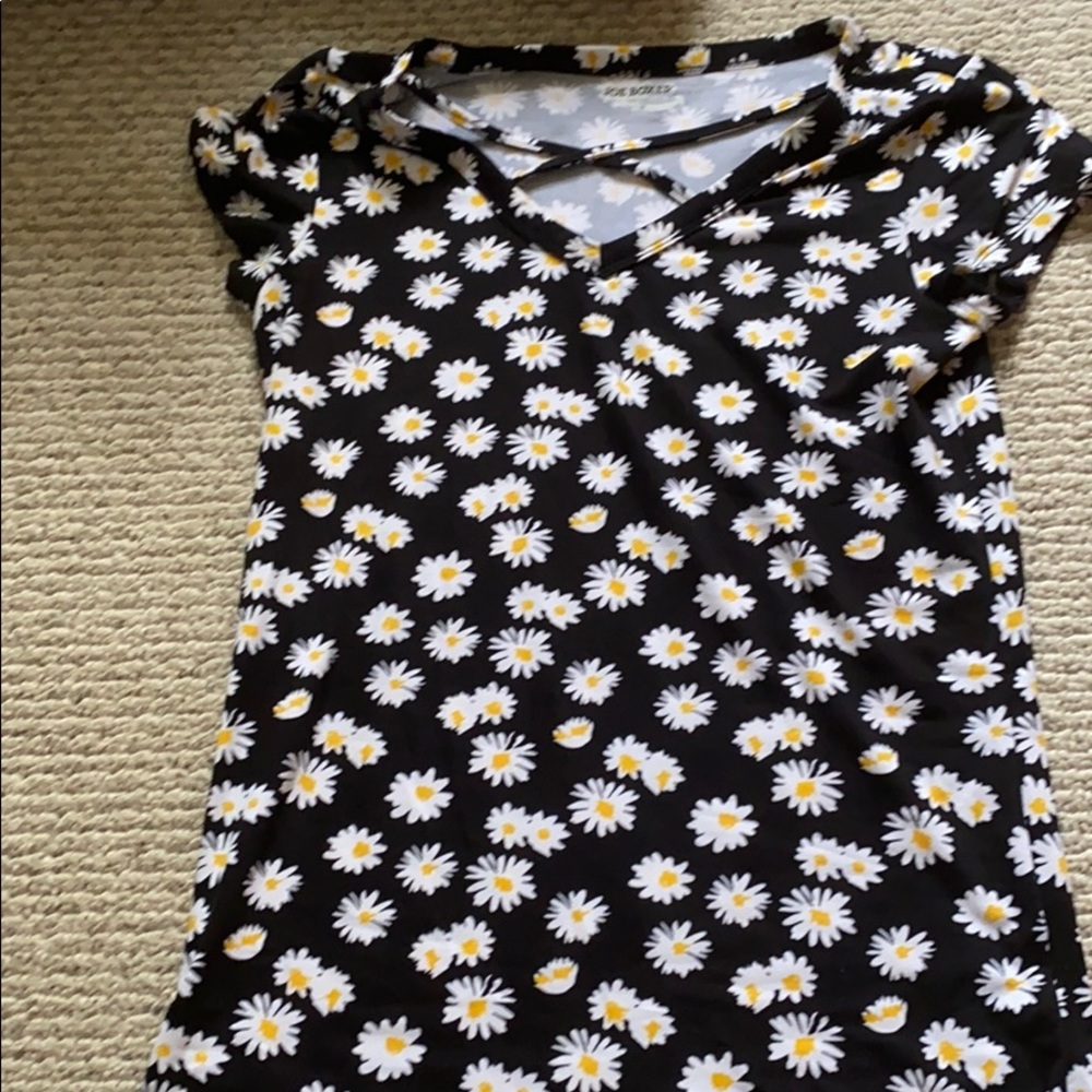 Joe Boxer Black Daisy Print Short Sleeve Tee
